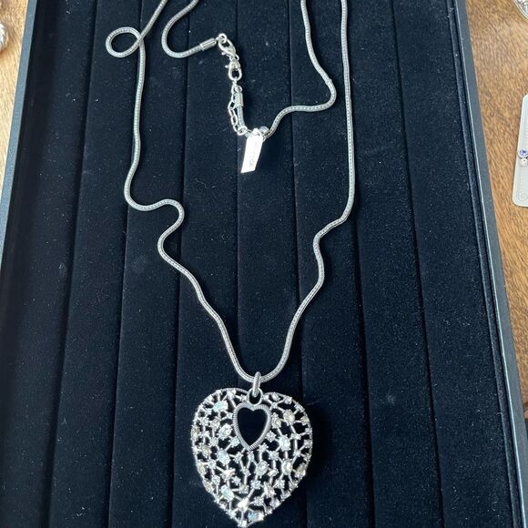 Brighton One Love Convertible Heart Necklace Silver NWT - Picture 7 of 13